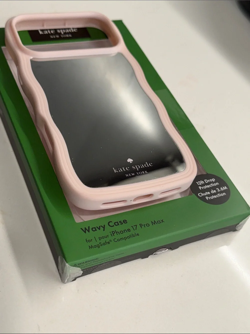Kate Spade Wavy Mirror Case for iPhone 17 Pro Max - Soft Pink Bumper